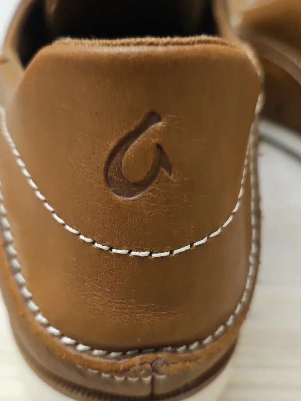 OluKai Men's Chestnut Brown Leather Boat Shoes
